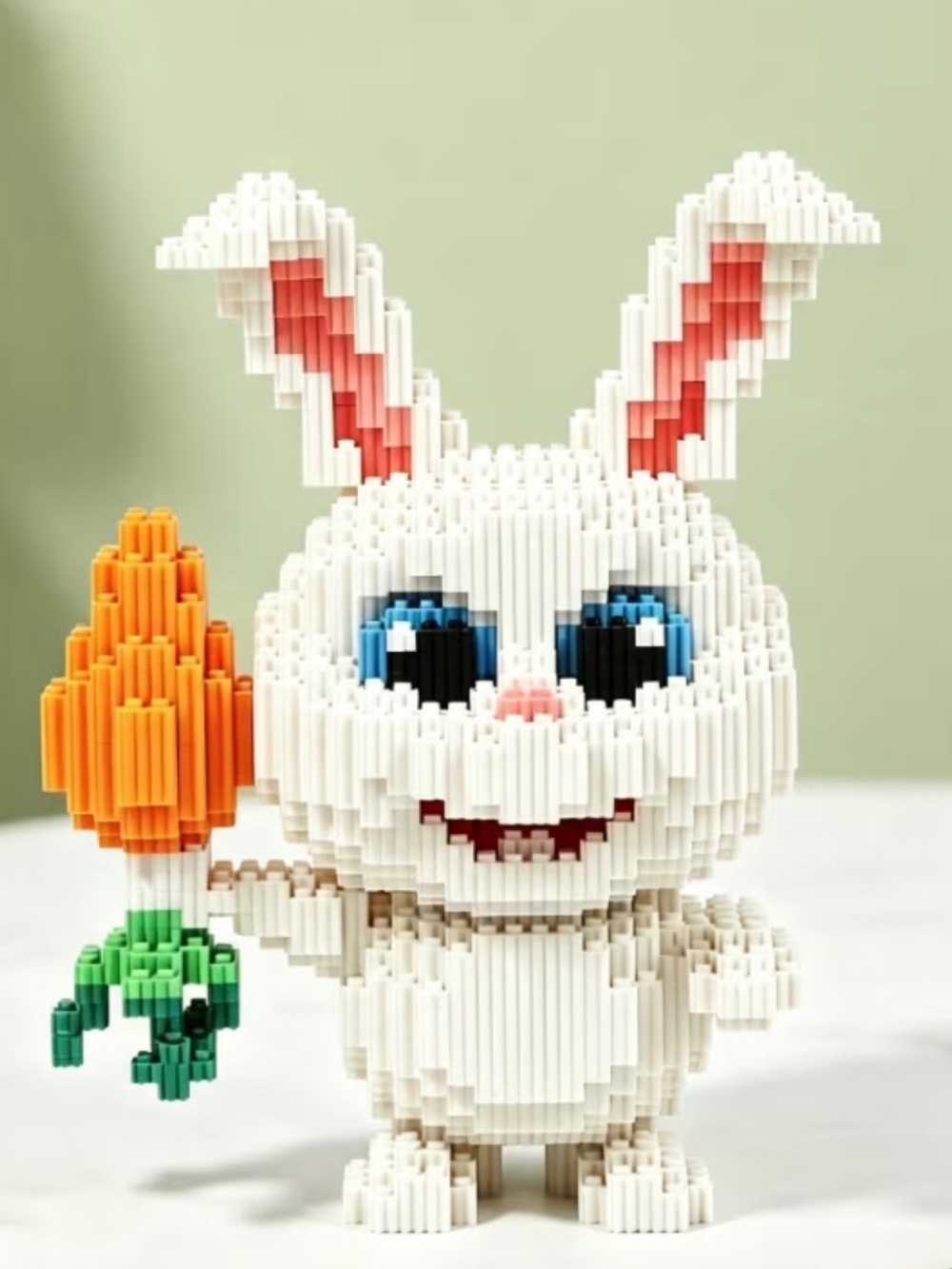 White Bunny Building Block Toy with Orange Carrot - Kids Fun Set